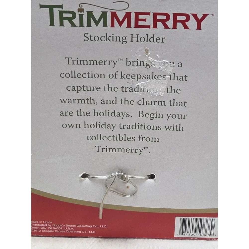 New 2012 Trimmerry Silver Snowman Stocking Holder,‎ NIB 8
